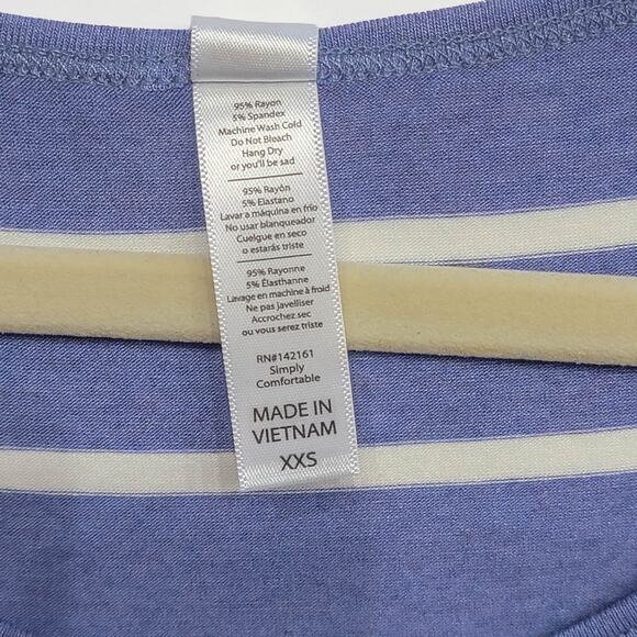 LuLaRoe Perfect T XXS Striped Blue White Swing Tunic Tee Top Nautical Coastal - Picture 4 of 8